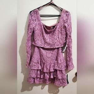 2pc crop top and skirt sequin lace set